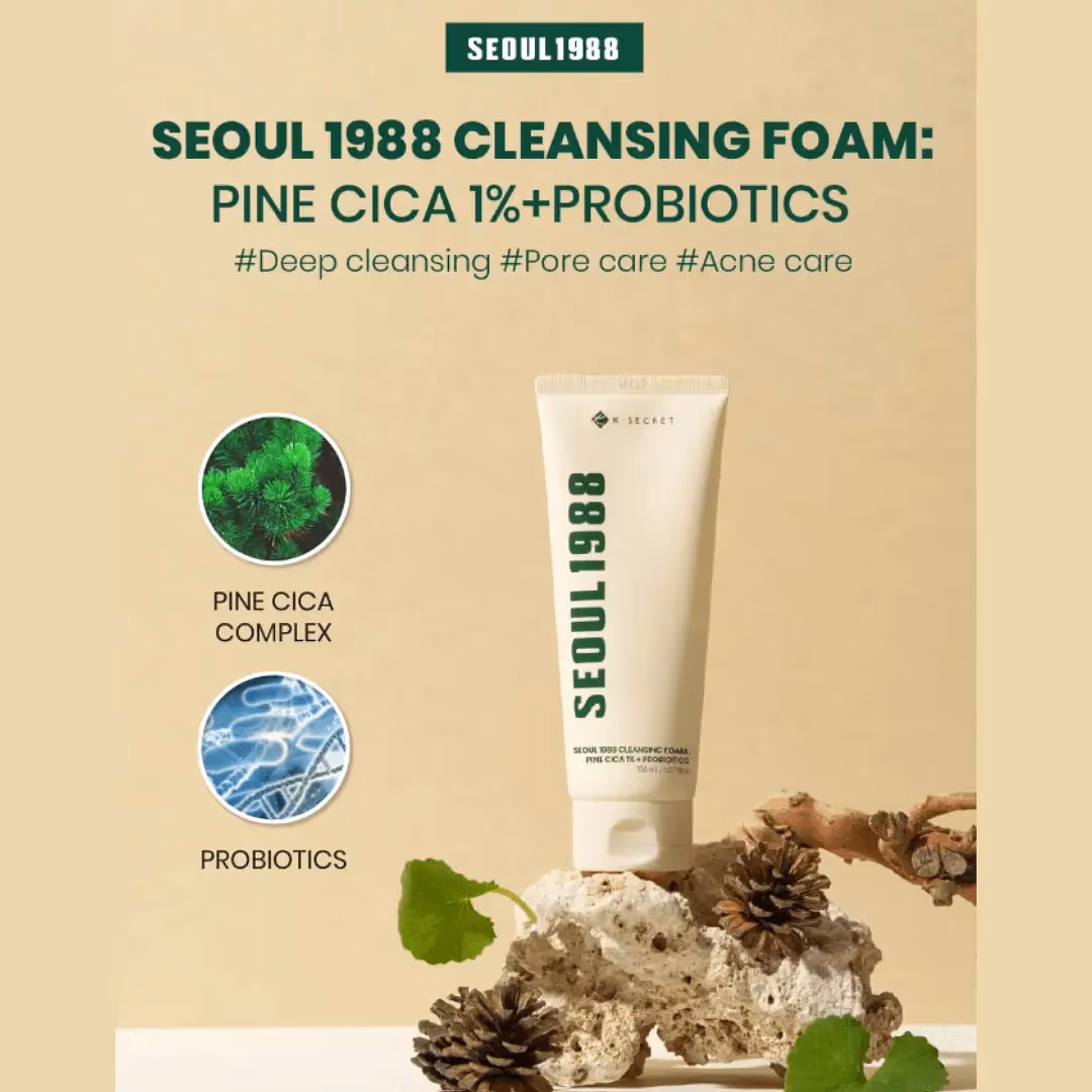 KSECRET SEOUL 1988 Cleansing Foam : Pine Cica 1% + Probiotics 150ml - Image 4