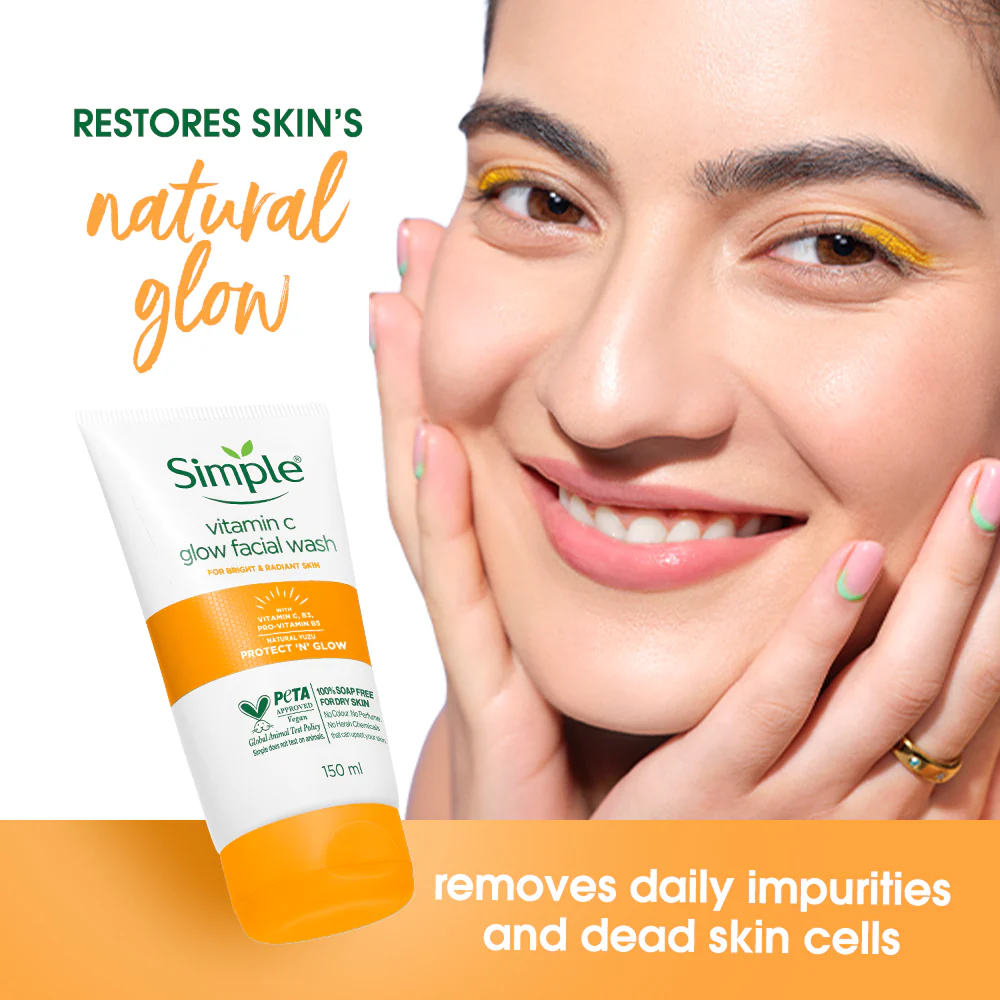 Simple Glow Facial Wash With Vitamins C + Anti-oxidants Protect 'N' Glow 150ml - Image 2
