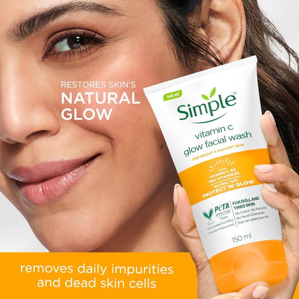 Simple Glow Facial Wash With Vitamins C + Anti-oxidants Protect 'N' Glow 150ml - Image 3